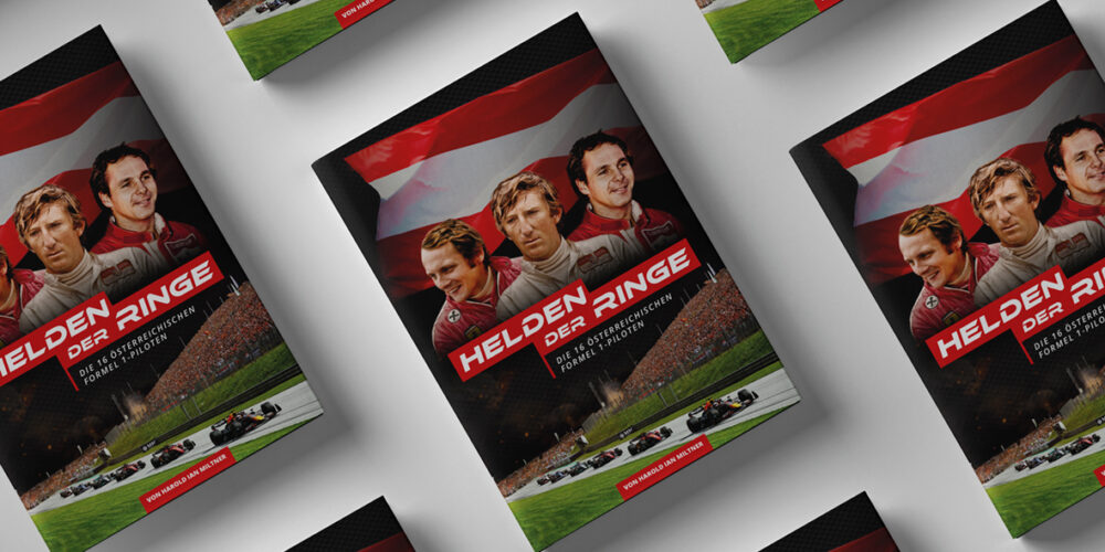 Covergestaltung für das Buch Helden der Ringe – die 16 österreichischen Formel 1-Piloten