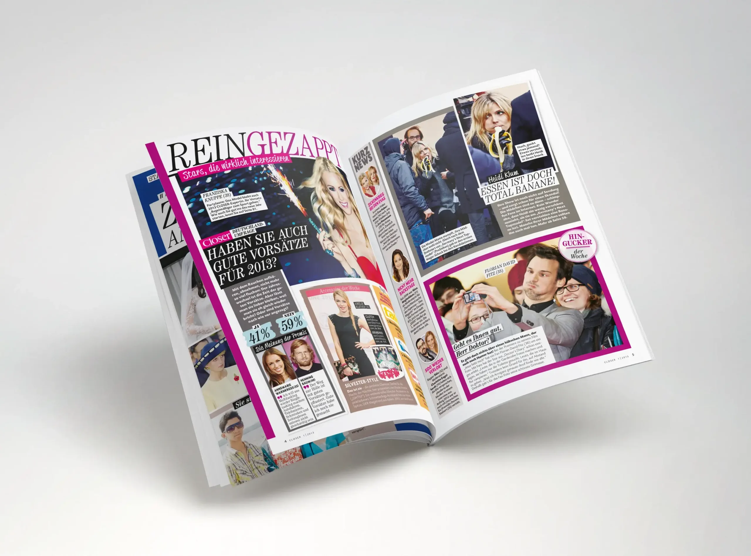 Doppelseite im Closer Magazin mit Peoplethemen